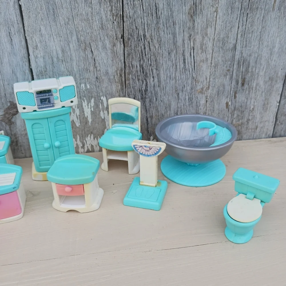 Vintage Toys R Us My Sweet Home Plastic‎ Dollhouse Furniture 13 Pieces Lot Set